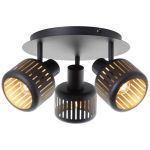 Brilliant Tyas Taklampa  Aluminium Metall Svart Guld | 370mm -  Passande för 3x E14