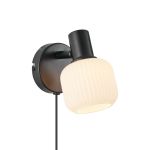 Nordlux Milford Vägglampa Glas Svart | Passande för 1x E14