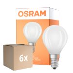 Flerpack 6x Osram Classic LED E14 Boll Filament Matt 5.5W 806lm - 840 Kallvit | Dimbar - Ersättare 60W