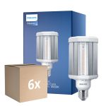 Flerpack 6x Philips TrueForce LED E27 HPL Klar 42W 5700lm 360D - 830 Varm Vit | Ersättare 125W