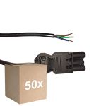 Flerpack 50x Noxion GST - Kompatibel Strömkabel Svart - Manlig + Öppna ändar - 2m - 3 pole 0,75mm2