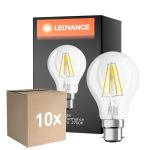 Flerpack 10x Ledvance Classic Performance LED Lampa B22d Päron Filament Klar 6.5W 806lm - 827 Extra Varm Vit | Ersättare 60W