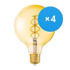 Flerpack 4x Osram Vintage 1906 LED E27 Globe Filament Guld 125mm 5W 250lm - 820 Extra Varm Vit | Ersättare 25W