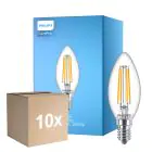 Flerpack 10x Philips Corepro LED Kronljus E14 Filament Klar 6.5W 806lm - 827 Extra Varm Vit | Ersättare 60W