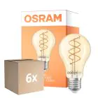 Flerpack 6x Osram Vintage 1906 LED Classic Slim E27 Päron Filament Guld 8W 806lm - 922 Extra Varm Vit | Bästa Färgåtergivning - Dimbar - Ersättare 60W