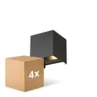 Flerpack 4x D'Lite Vägglampa Elingen Aluminium Svart Up & Down 4.9W 480lm - 830 Varm Vit | IP65 - Ljussensor